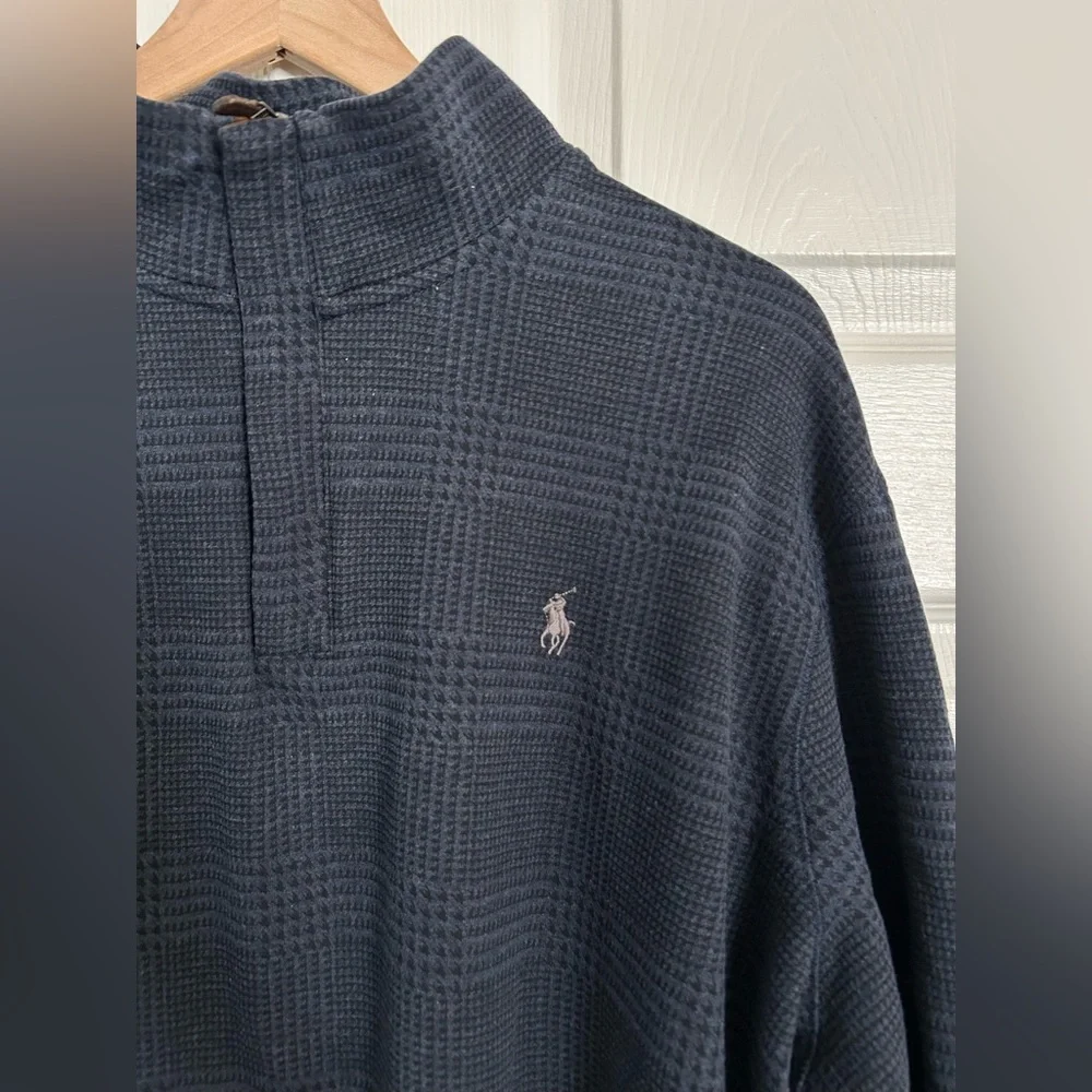 Polo Ralph Lauren Luxury Jersey Quarter-zip Pullover XXL Navy Herringbone GUC